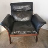 Paire de fauteuils Scala en cuir noir
