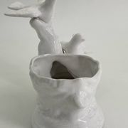 Vintage white porcelain dove planter