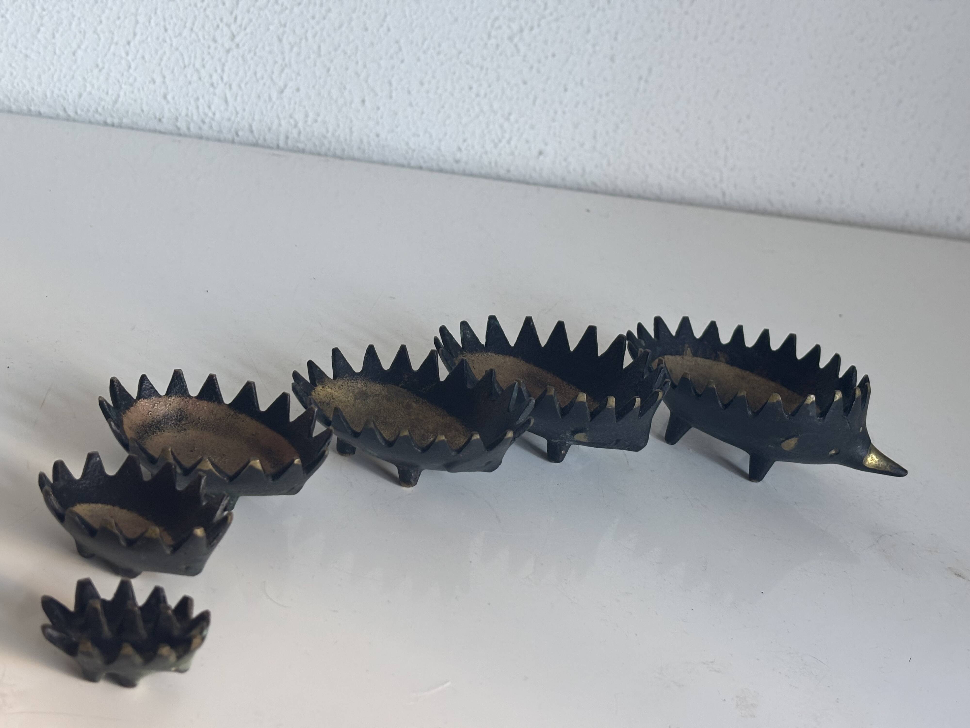 Vintage 1950 hedgehog ashtrays by Walter Bosse for Hertha Baller