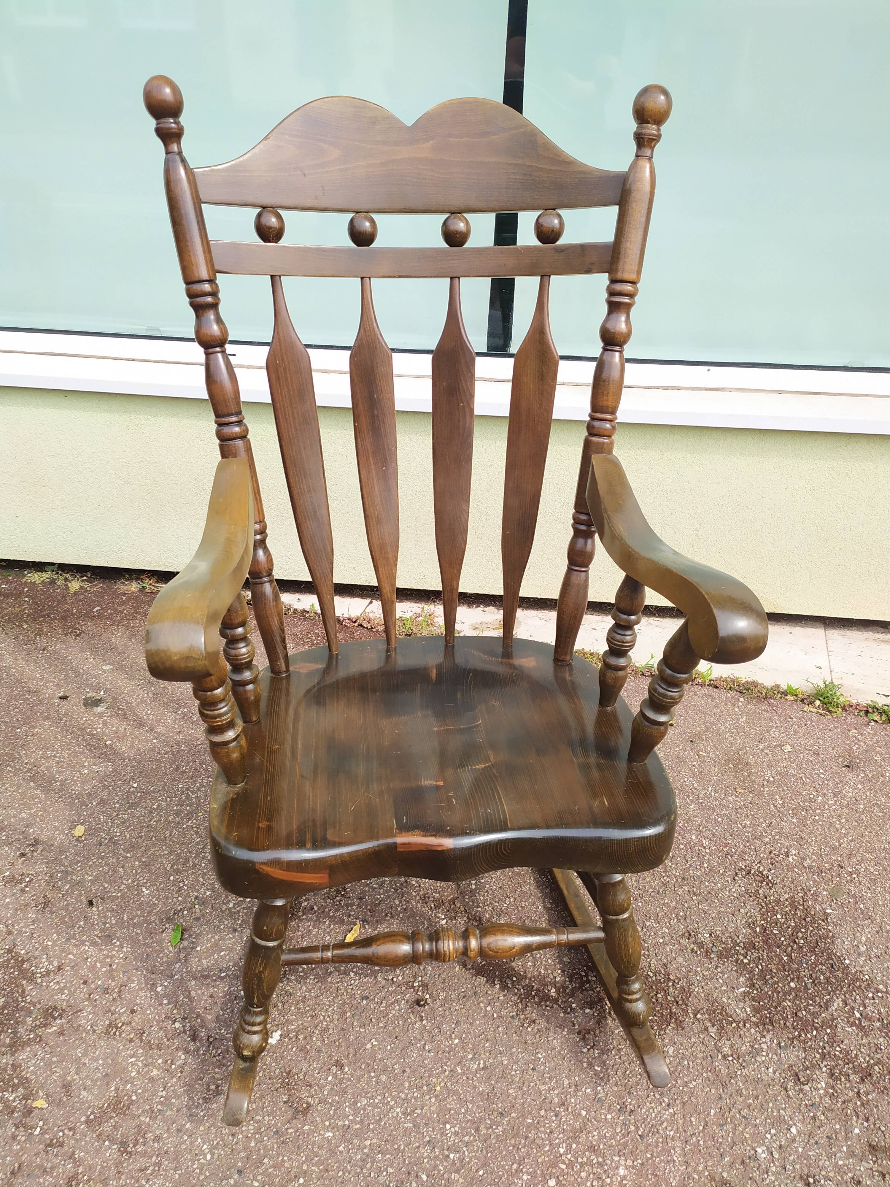 Rocking chair in solid wood beech - yugoslavia