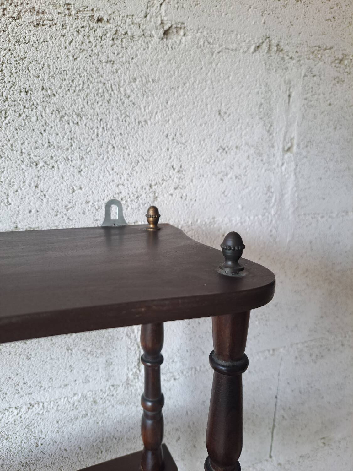 Vintage turned wood wall shelf