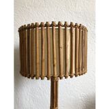 Vintage rattan tripod lamp
