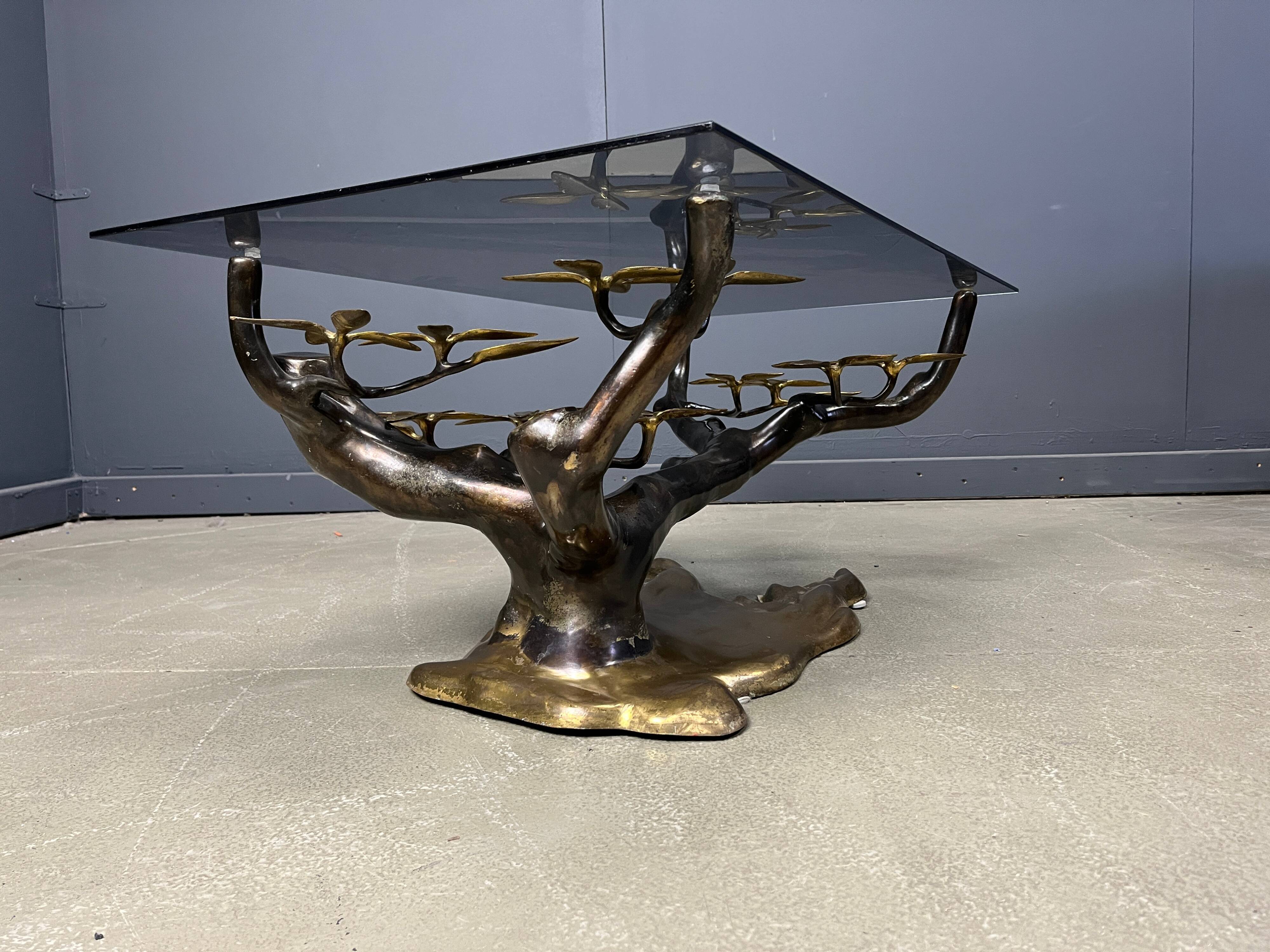Bronze bonsai coffee table by Willy Daro, 1970s