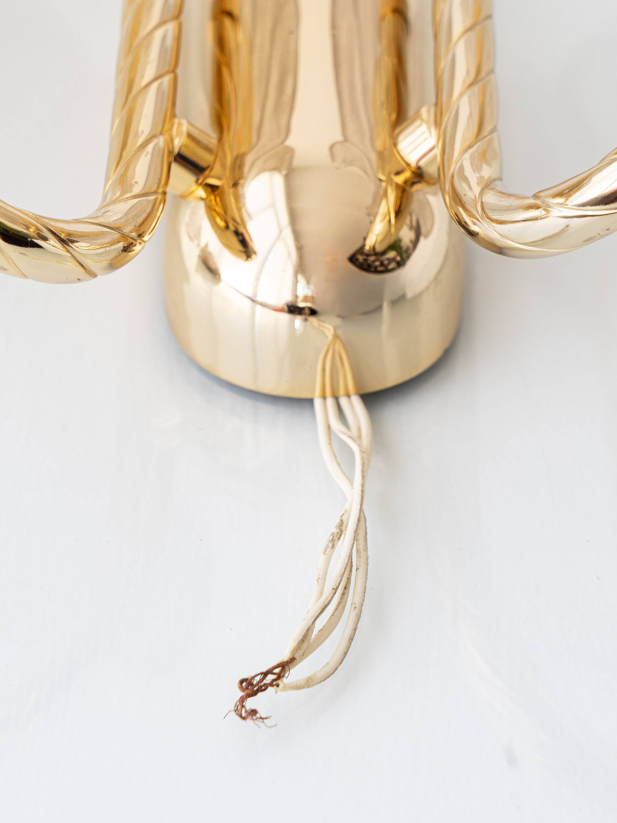 Murano Graniglia Glass Double-Leaf Brass Wall Sconce, Italy, 1960s