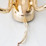 Murano Graniglia Glass Double-Leaf Brass Wall Sconce, Italy, 1960s