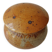 Pyrite stoneware ceramic candy box signed A (Signature to be identified)
