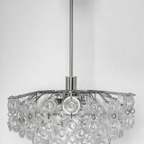 Small sparkling pendant light, chrome and crystal glass by Kinkeldey, Germany, 1970.