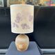 Vintage brutalist stoneware ceramic lamp base with dried flower shade