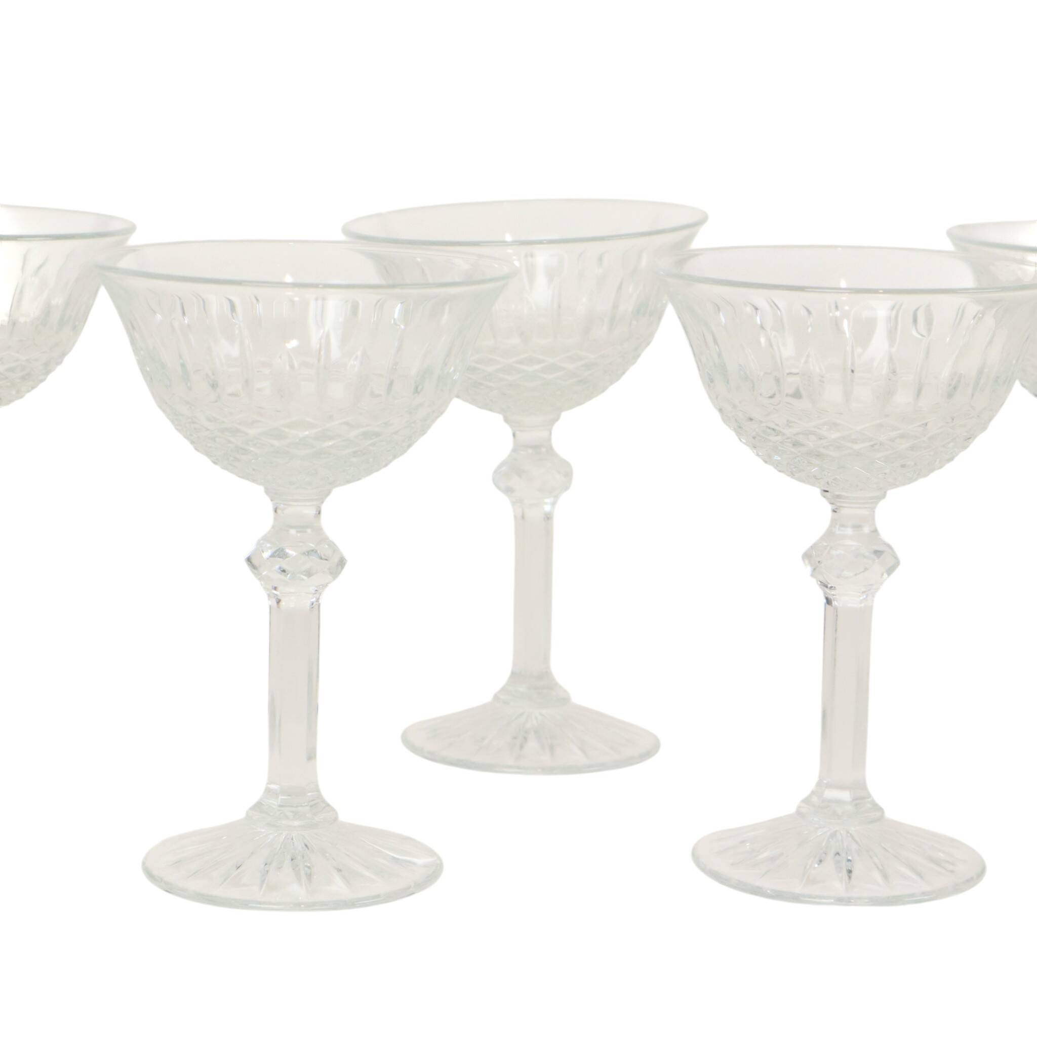 Set of 7 Regency Fidenza Crystal Champagne Glasses
