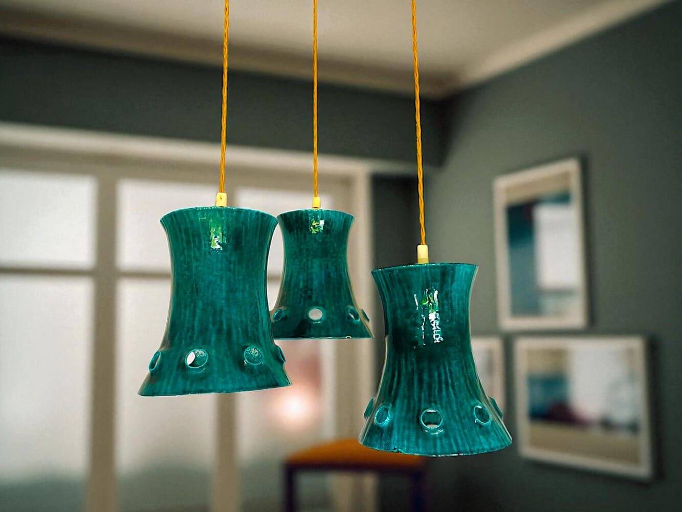 Green cast iron cascading chandelier