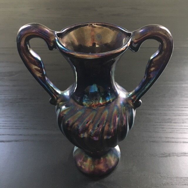 Iridescent black baroque vase