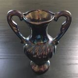 Iridescent black baroque vase