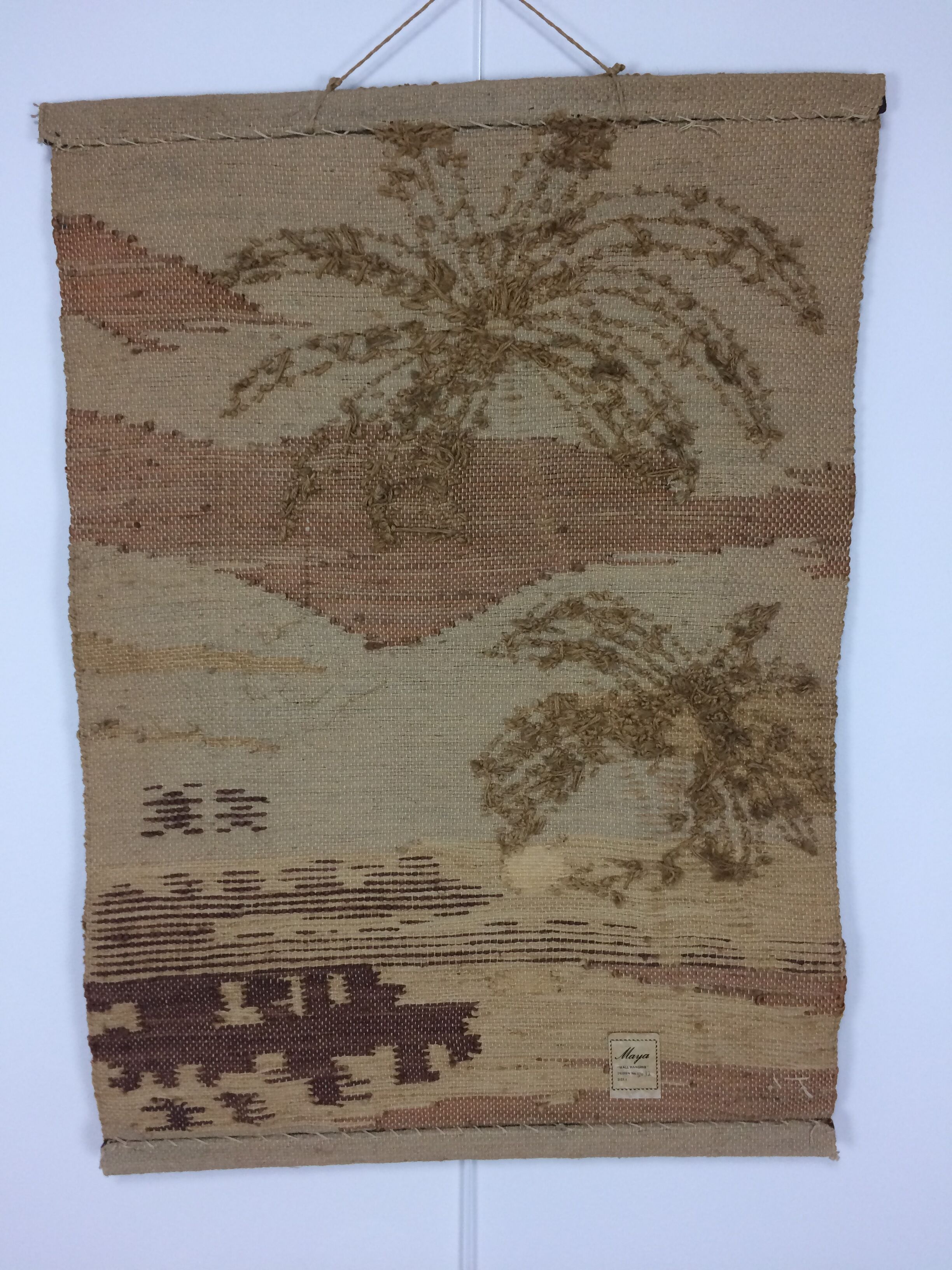70's jute tapestry with palm trees jungle