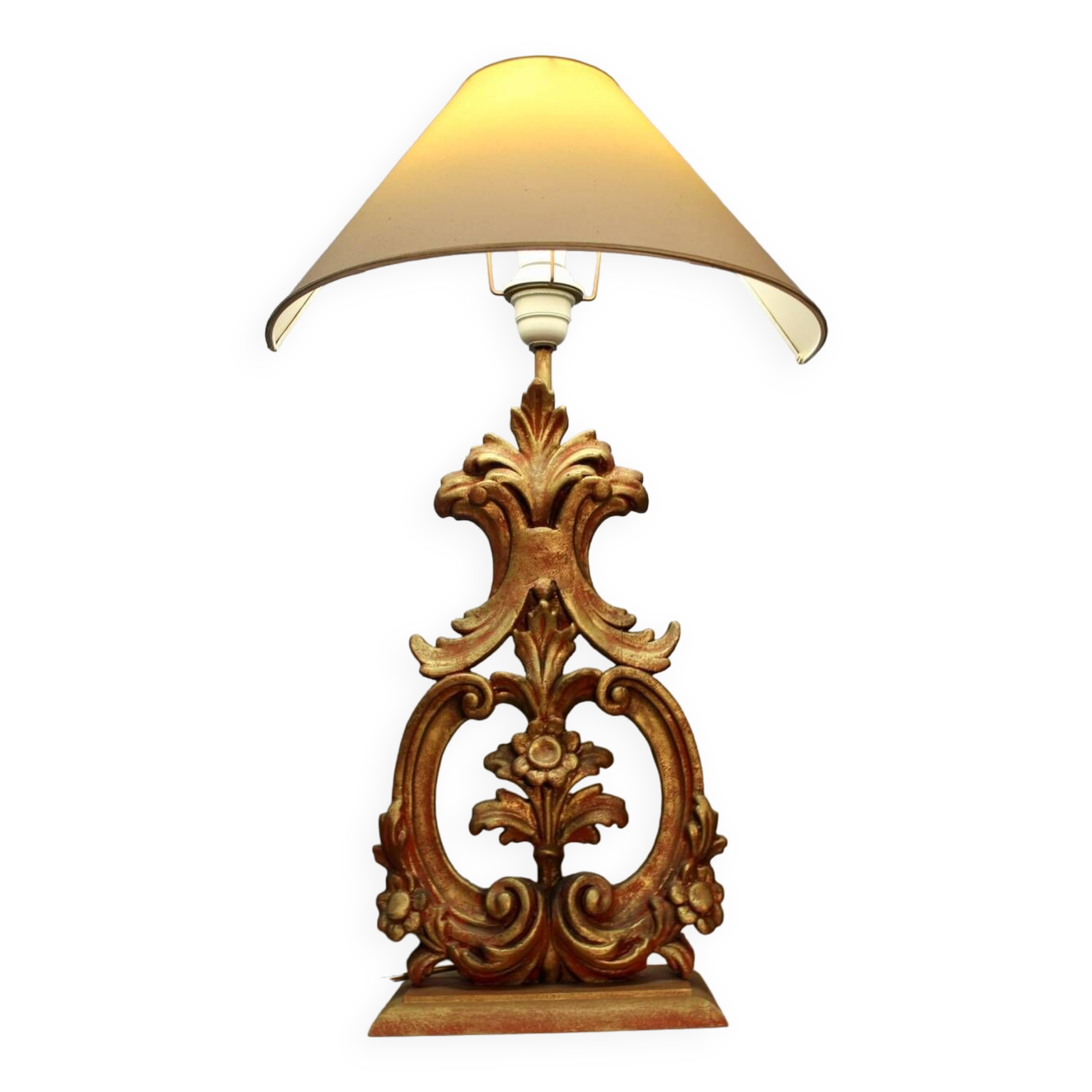 Golden wood lamp