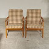 Pair of boomerang armchairs by antonin suman for ton (thonet)
