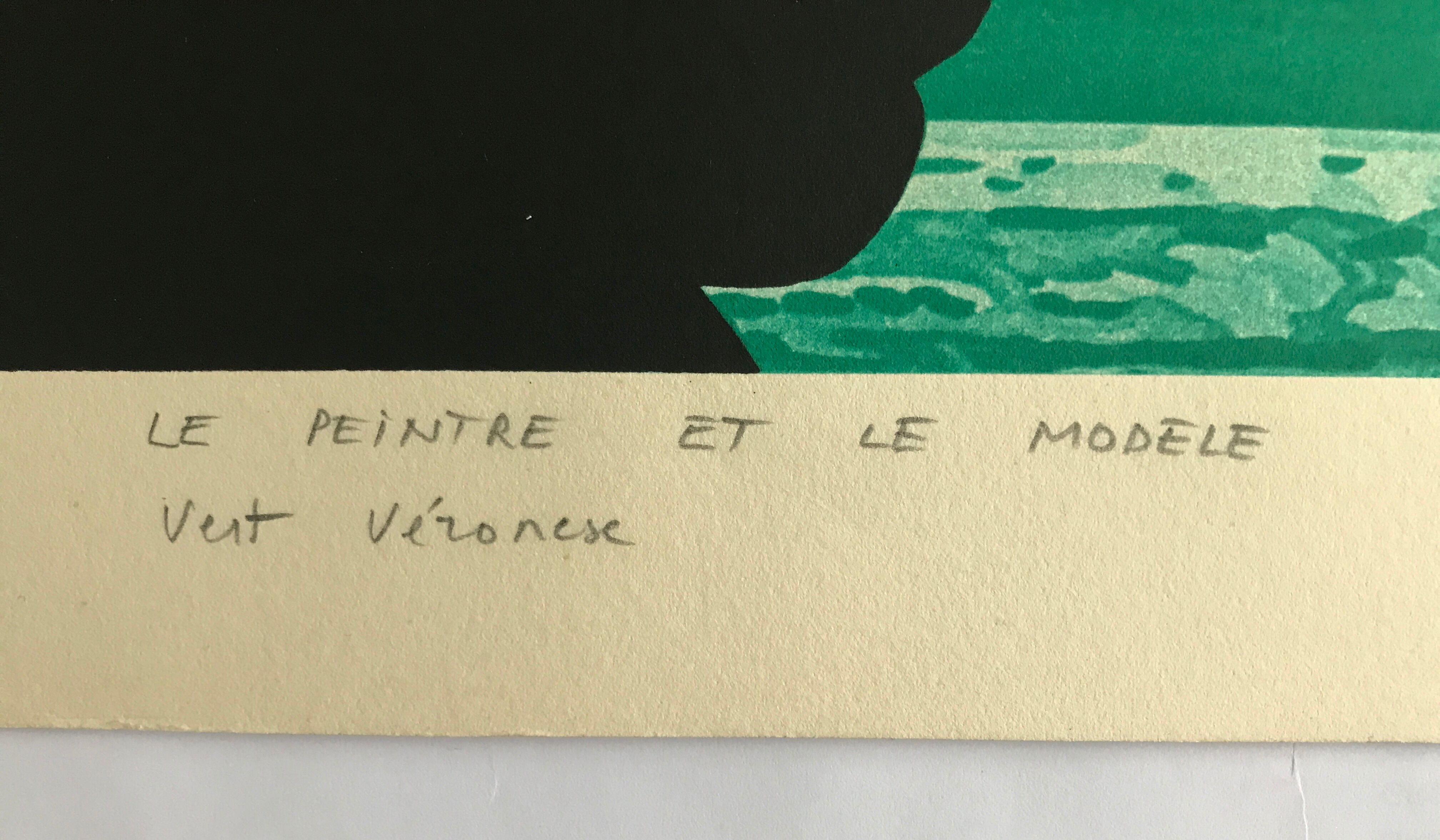 Original silkscreen signed by Gérard FROMANGER, The painter and the model: vert véronèse, 1974