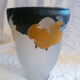 Art deco vase in hand-painted frosted blown glass fruit decoration signed helios
