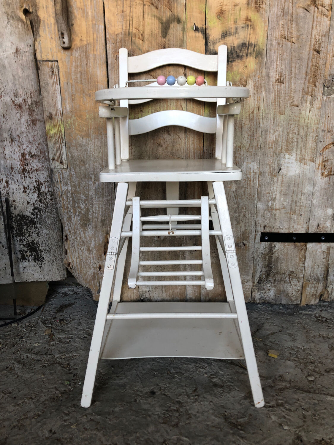 High chair bebe baumann vintage white wood