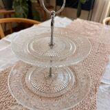 Antique cake stand in cut pressed glass