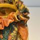 Trompe-l'Œil Ceramic Vase in the Shape of a Knotted Bag with Floral Decoration. Work