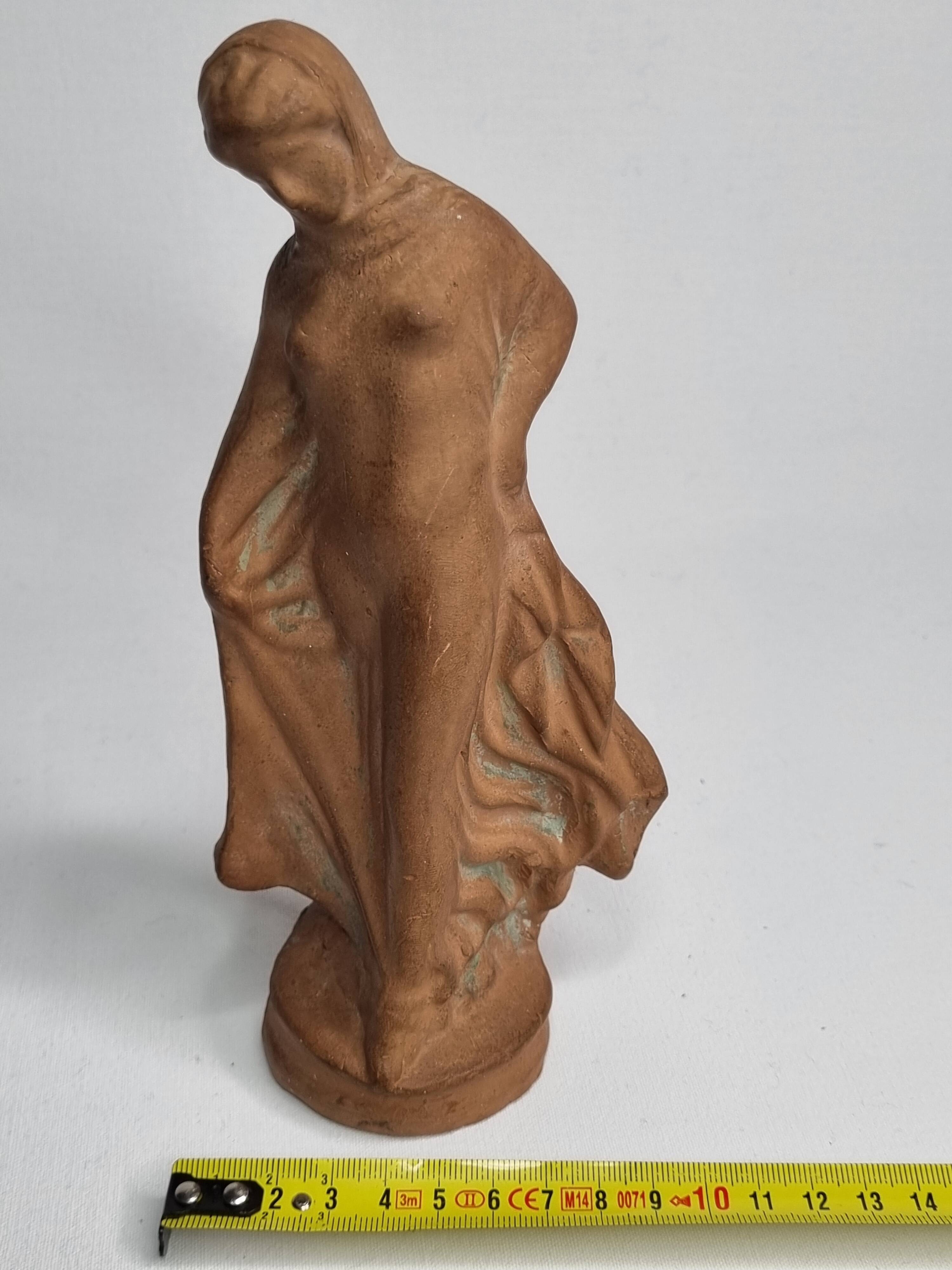 Draped Tanagra after Alexandre Bigot, Terracotta statuette, 20 cm