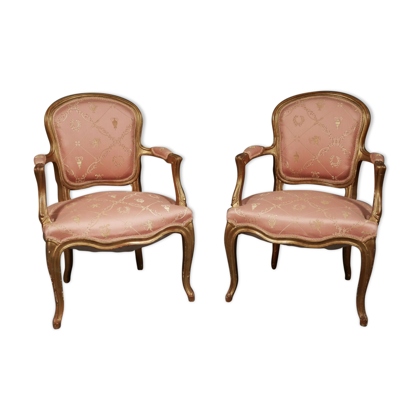 Pair of Louis XV style convertible armchairs