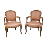 Paire de fauteuils cabriolets de style Louis XV