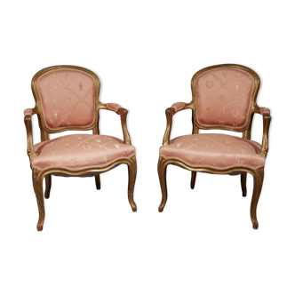 Pair of Louis XV style convertible armchairs