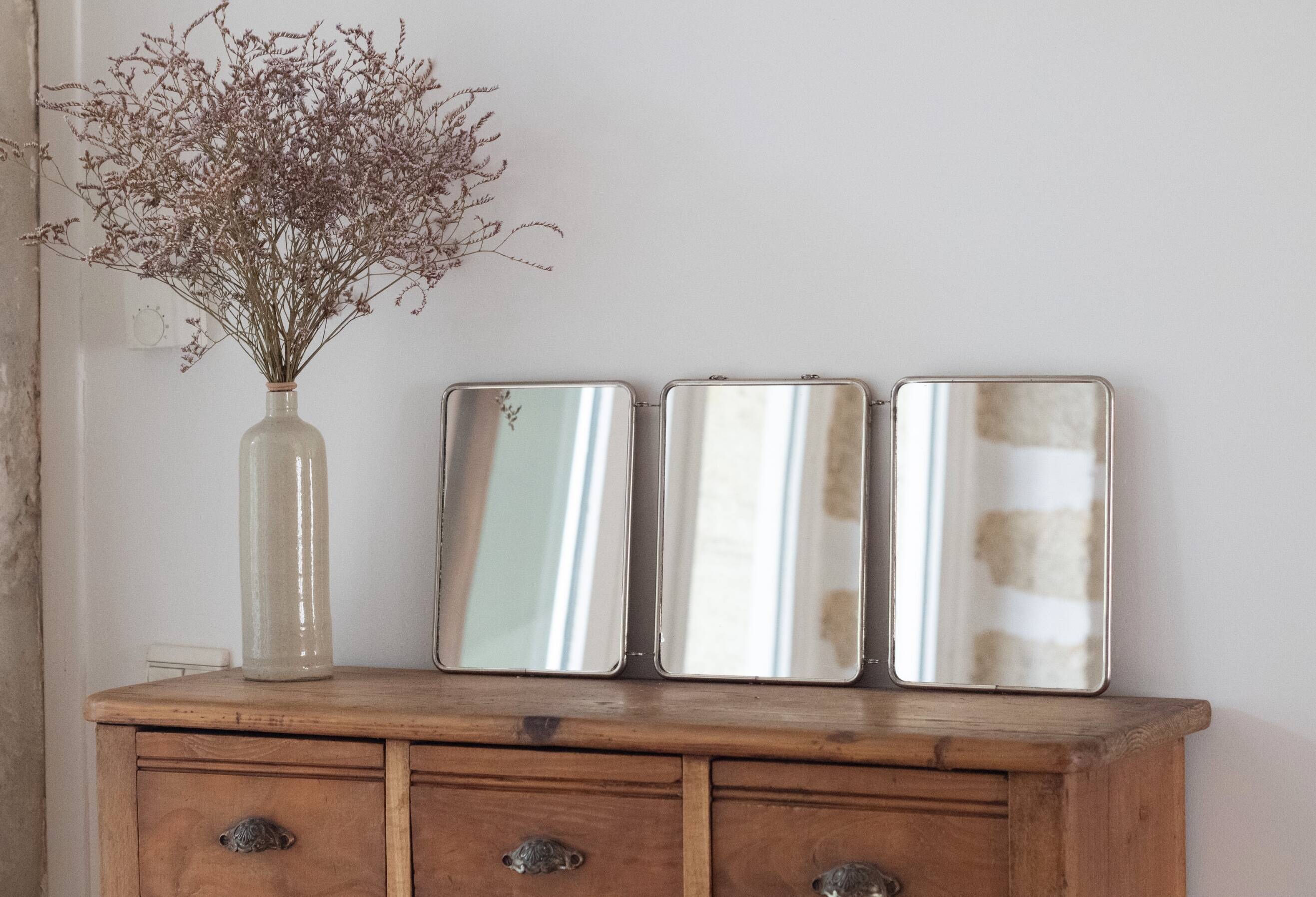 Vintage triptych barber mirror