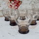 Lot of 6 vintage water glasses in smoked glass
