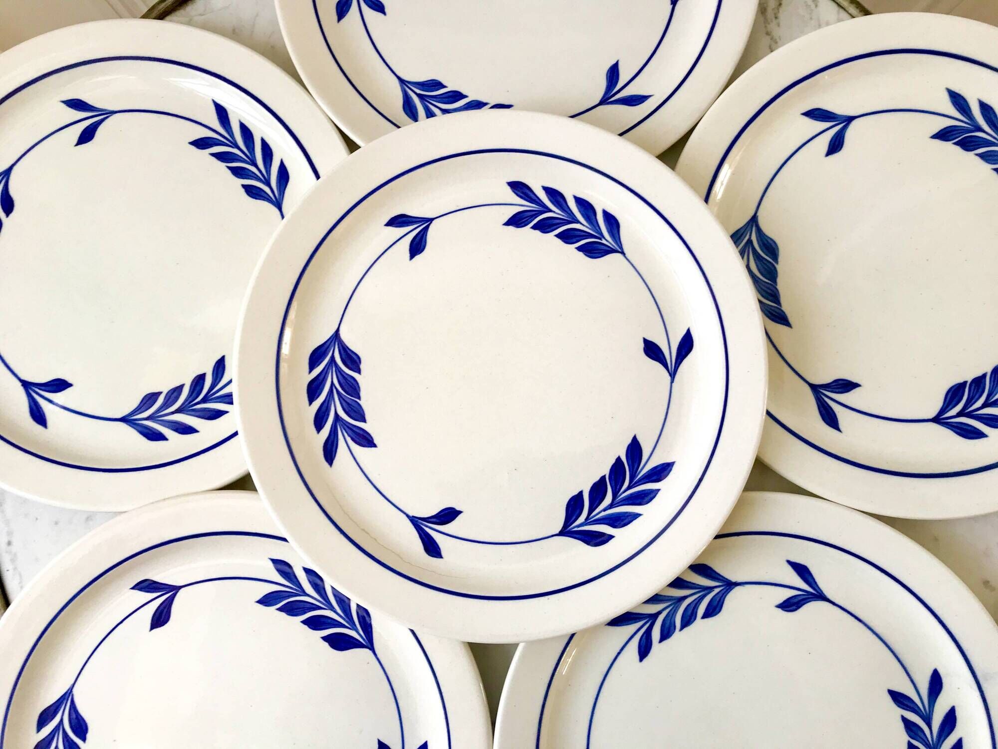 set of 6 flat plates in Terre de Fer Salins Jenny model early 20th century