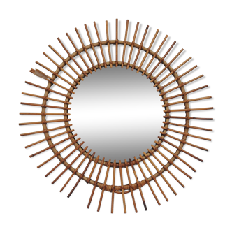 Mirror sun in rattan 70cm