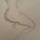 Signed painting monochrome watercolor sepia female portrait "the wait"