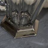 Vintage art deco crystal jug pitcher with silver feet
