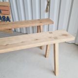 Set of 2 Scandinavian solid wood benches