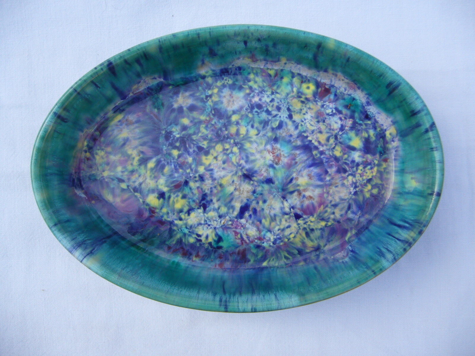 Vintage oval dish signed Emile Henry to Marcigny Morvan