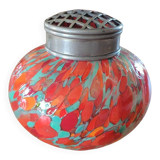 Old multicolored glass flower vase