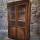 Vitrine française vintage en hêtre, bibliothèque à porte vitrée, meuble Art déco, vers 1930–1950
