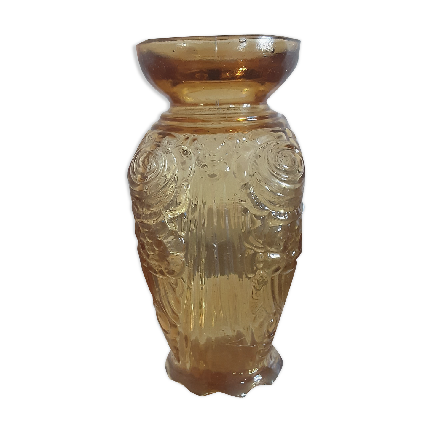 Art Deco vase amber glass