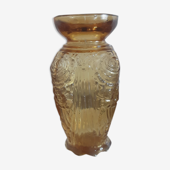 Art Deco vase amber glass