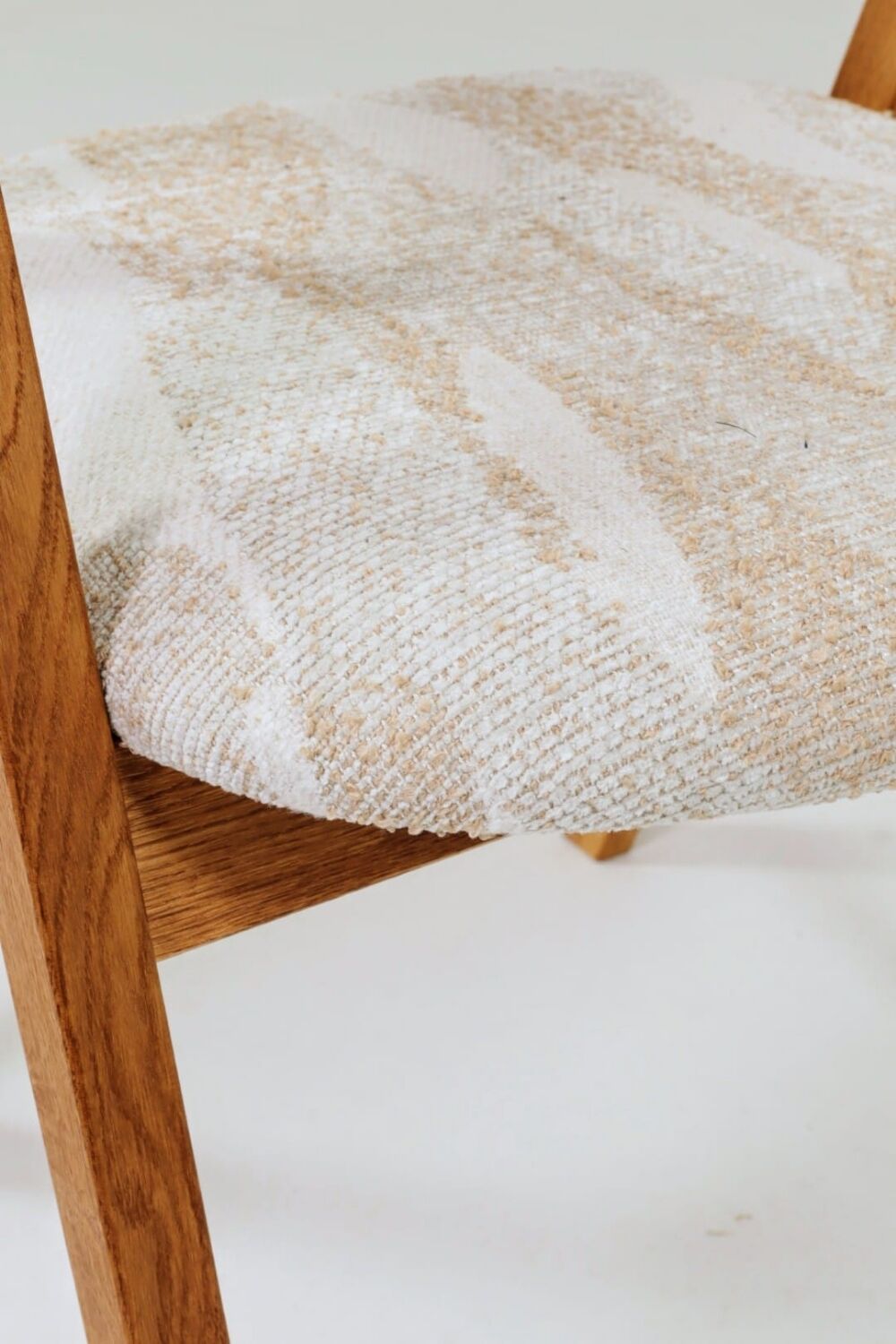 Oak dining chairs set of two, natural wood, jacquard fabric