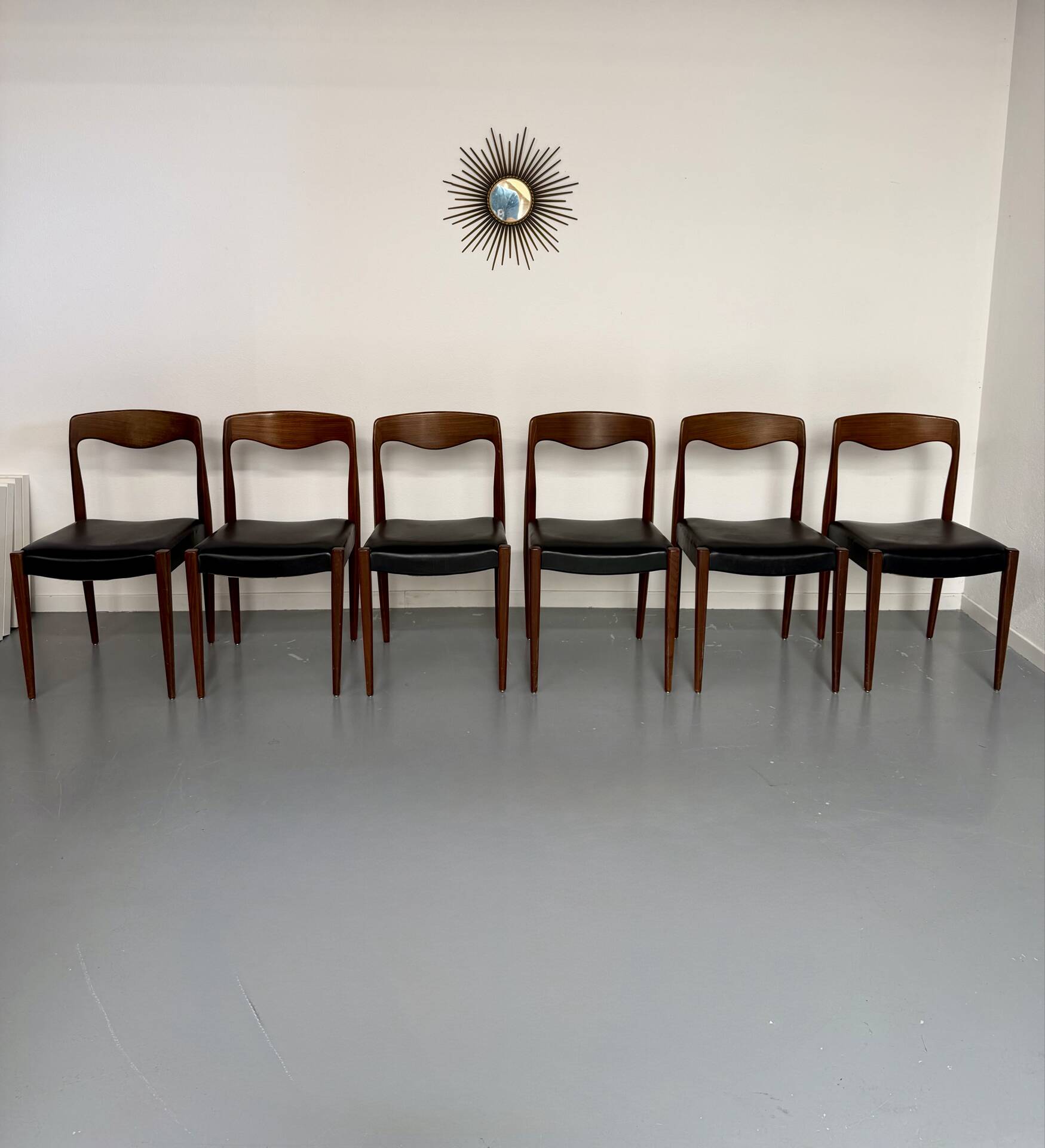 Lot of 6 chairs model 71 Scandinavian design Niels Otto Møller teak an60