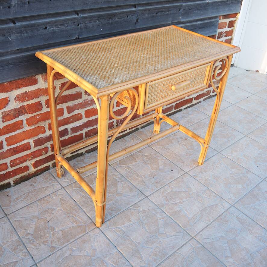 Old bamboo and wicker desk / dressing table
