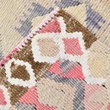 3x12 Pink & Beige Geometric Kilim Runner Rug, 94x378Cm