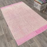 4x7 Shades Of Pink & Beige Handmade Wool Vintage Rug, 129x220Cm SK 34944