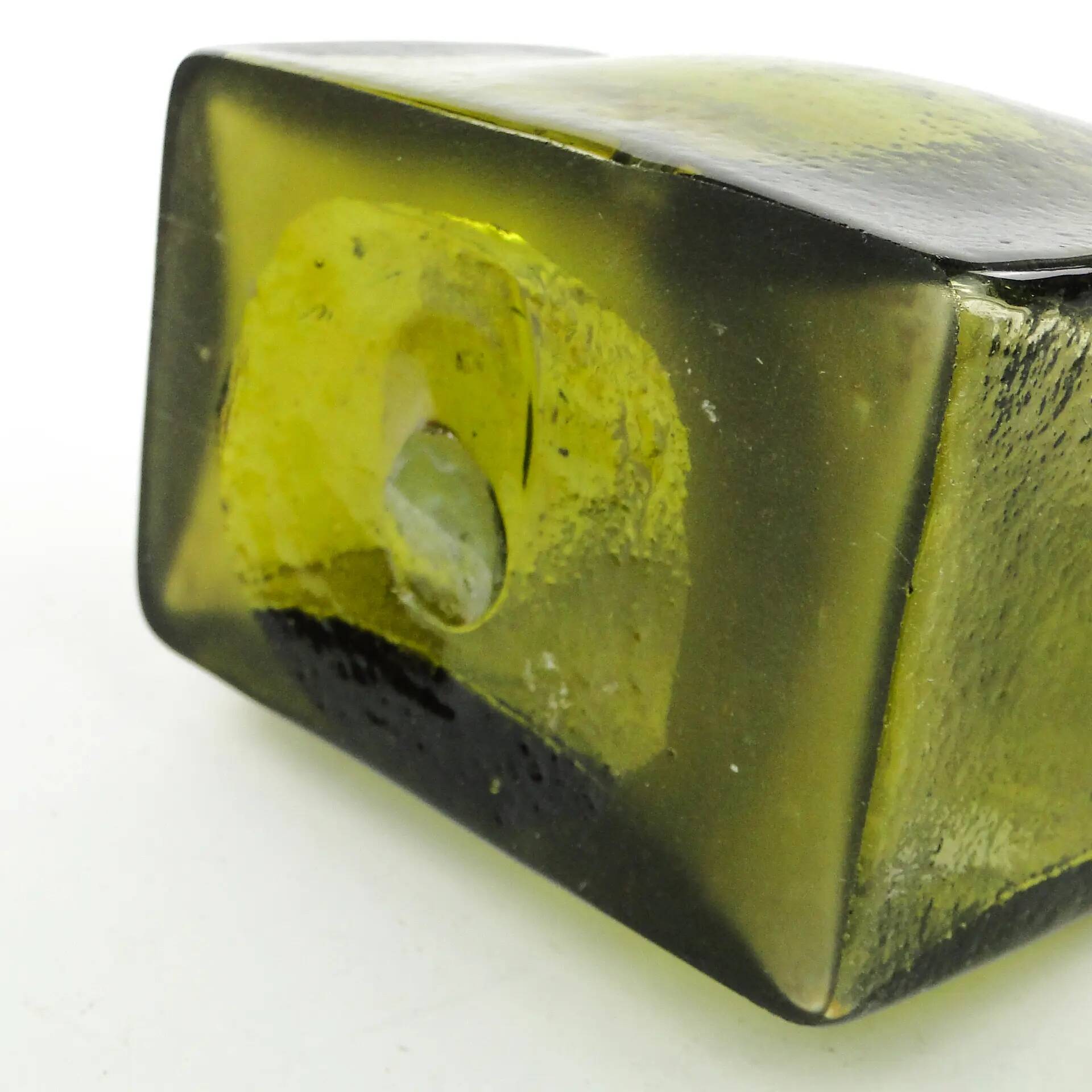 Mid-century modern glass form, olive glass, designed by M. Veltuzen-Nagrabecka, Poland, 1970s