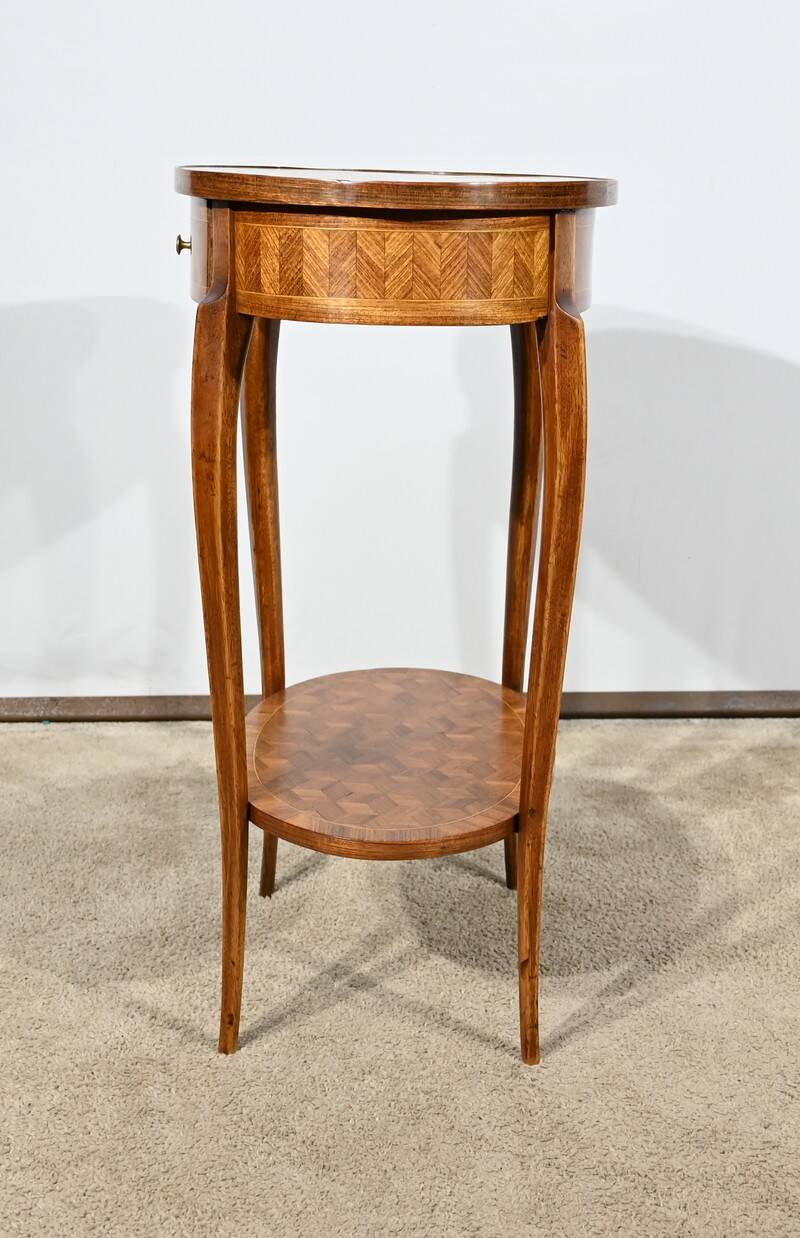 Small Marquetry Living Room Table, Louis XV / Louis XVI Transition style – 1920
