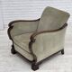 1950s, Danish relax armchair, furniture velour, carved oak wood.