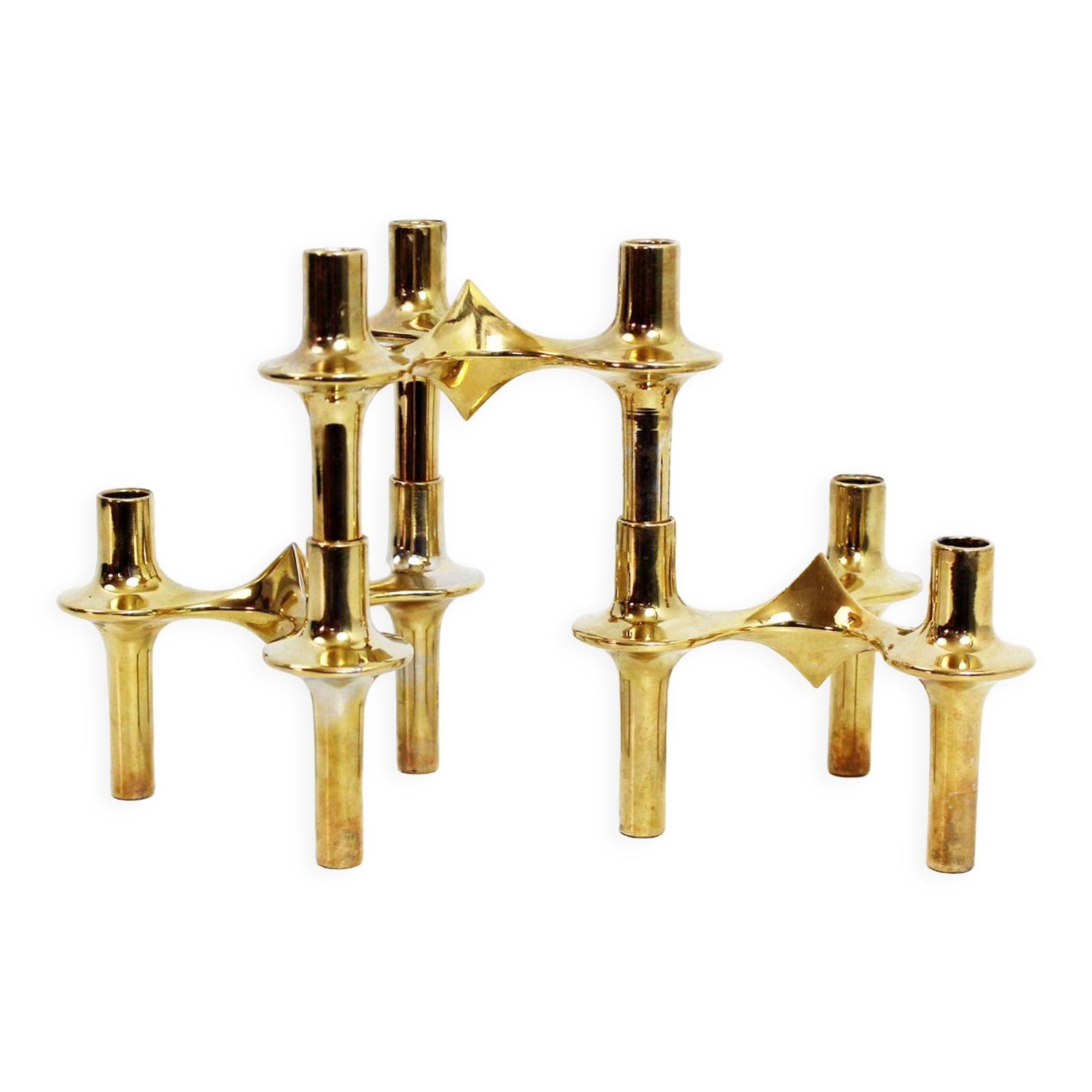 Set of 3 modular nagel candle holders