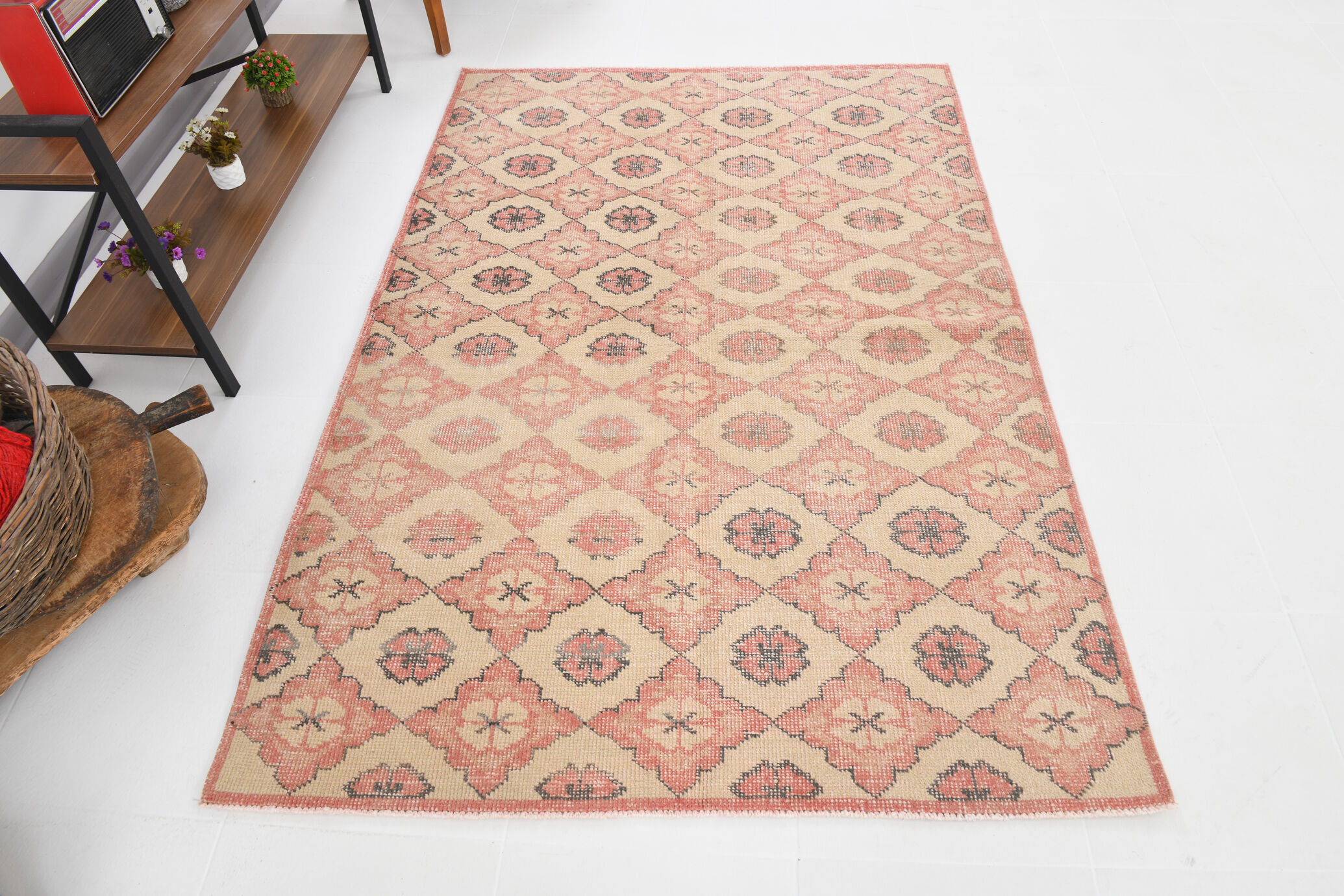Antique handmade vintage rug 202x138cm